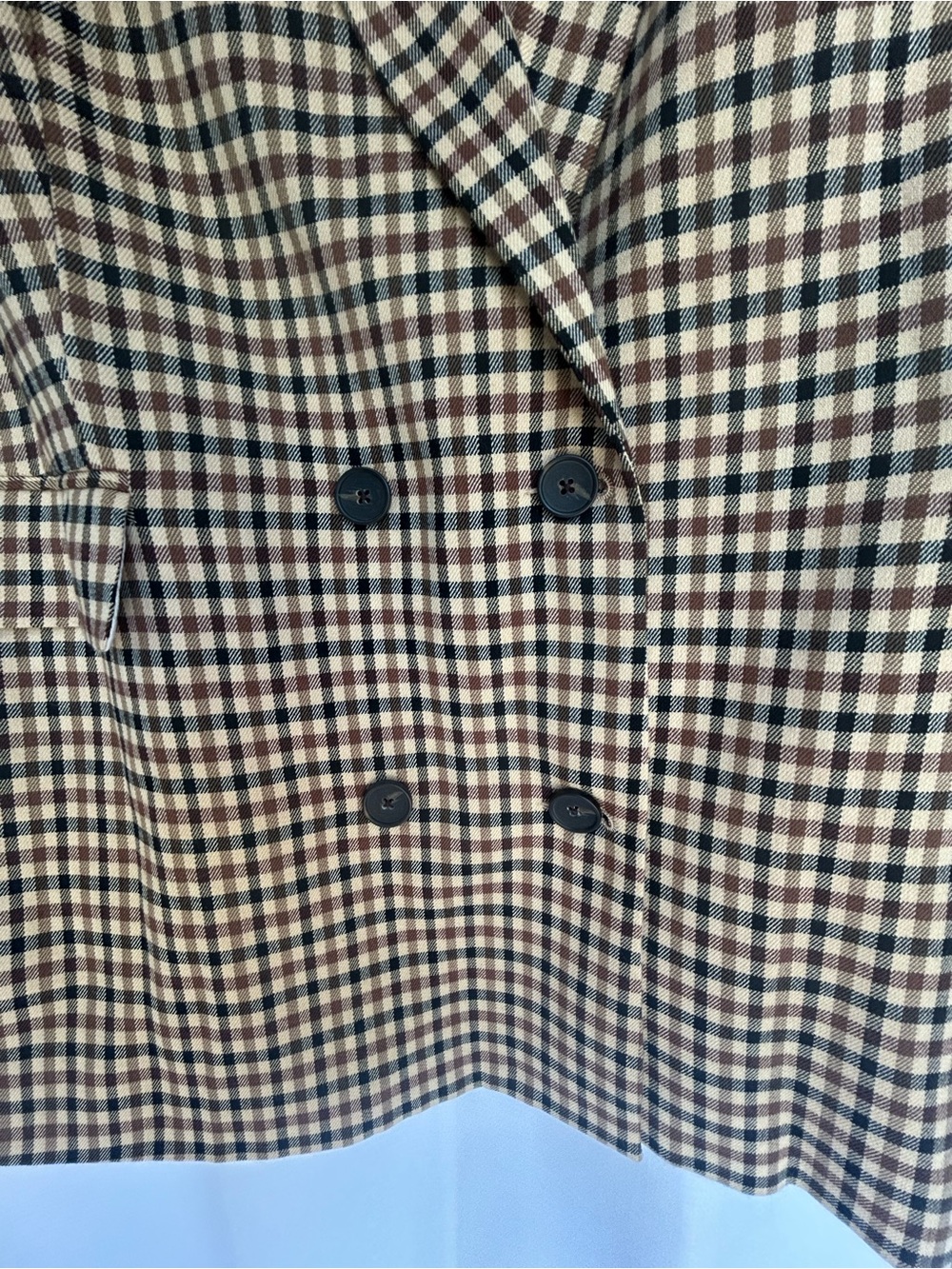 Rails - Chelsea Cafe Check - Beige and Brown Checked Double-Breasted Blazer - Picture 10 of 16